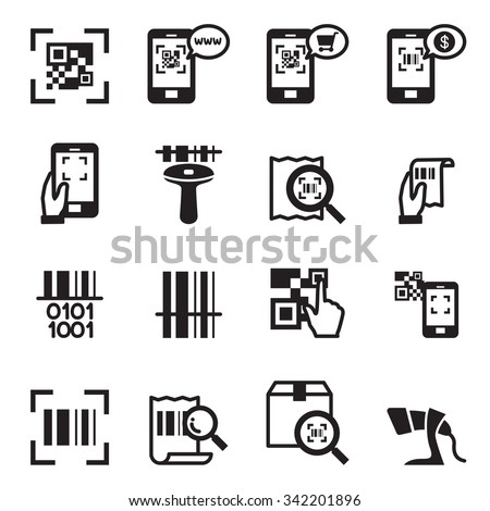 Check code , Barcode, QR code Reader Icons set Vector illustration