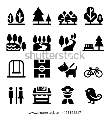 Park, public park, national park, garden icon set