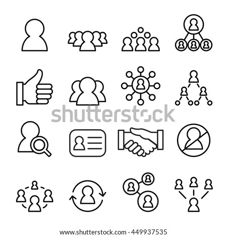Social network icon set in thin line style
