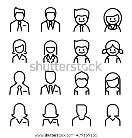 User , Avatar, man , woman Icon set in thin line style