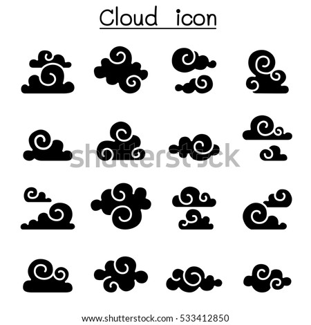 Abstract Cloud, Chinese Cloud, Decoration cloud, cloud icon set