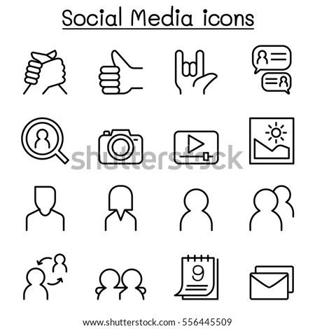 Social Network , Social Media icon set in thin line style