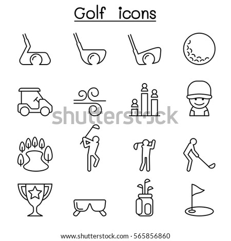 Golf icon set in thin line style