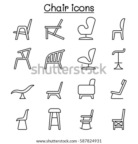 Chair icon set in thin line style