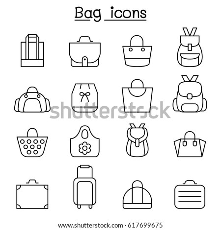 Bag icon set in thin line style