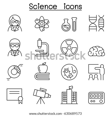 Science icon set in thin line style