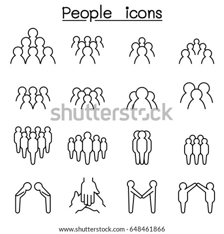 People icon set in thin line style