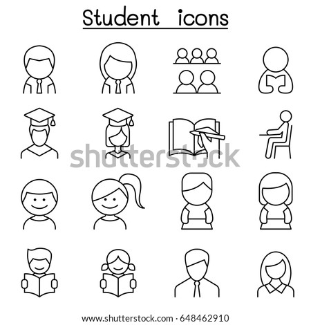 Student & Education icon set in thin line style