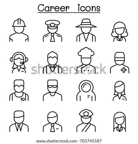 Career, Occupation, Profession icon set in thin line style