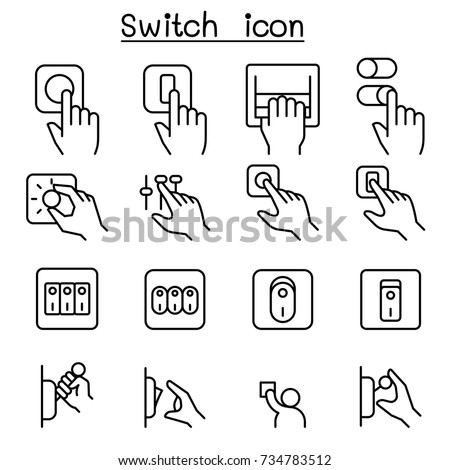 Switch icon set in thin line style