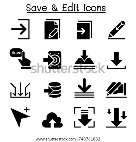 Save & Edit Data icon set 
