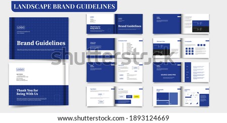 Brand Guideline Template Landscape Brand Guide Book Brochure Layout Brand Manual Blue Brand Guideline Template