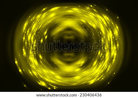 Abstract fractal gold background with crossing circles and ovals. disco lights background.