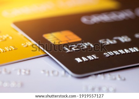 Credit card close up shot with selective focus for background. Stockfoto © 
