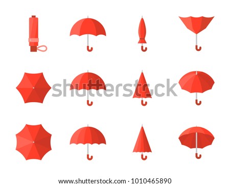 red umbrella icon, flat design