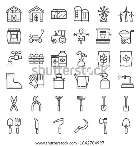 Farm and agriculture equipment, outline icon