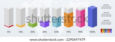 3d bar chart 8 options or 8 steps Infographics design template and icons. use as workflow process diagram, business data  presentation, timeline layout, milestone, banner, brochure, flow chart