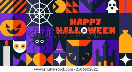 Bauhaus Halloween Pattern Vector Illustration