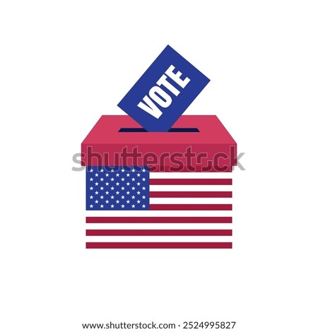 American Flag Ballot Box with Vote Card for U.S. Elections, Vector Illustration