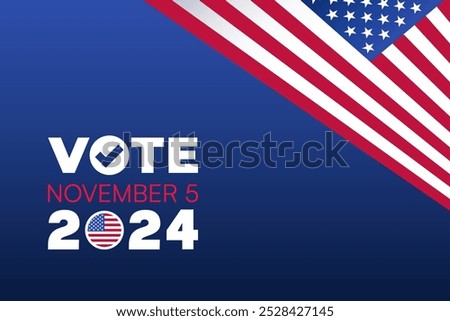 Vote November 5, 2024 with Checkmark and Flag Icon Vector Illustration