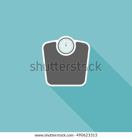 weight scale with long shadow illustration icon, flat design