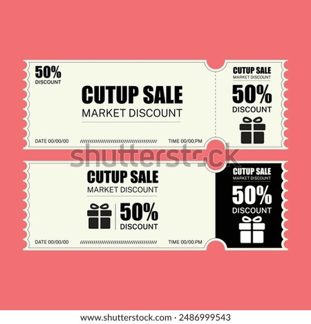 cutup voucher 50 off with red background