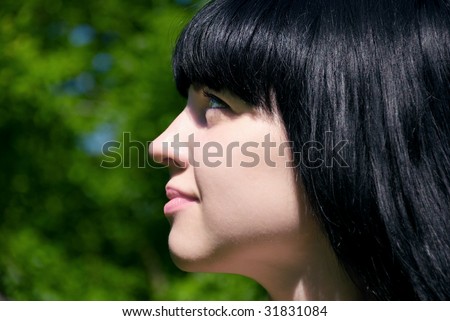 young woman in profile