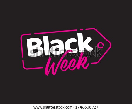Black Week Friday design sale title banner simple vector