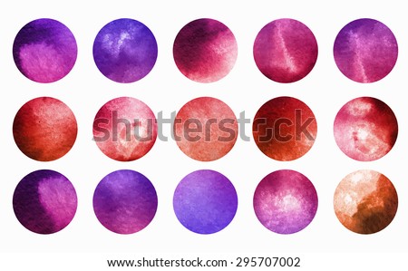 Watercolour circle vector textures. Mega-useful pack for  your designs. Perfect for branding, greetings, websites,  merchandise designs and so much more. Bright purple color  illustration.