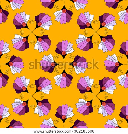 Seamless floral pattern with hand drawn flowers. Background for textile, poster, card or wrapping paper.