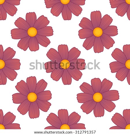 Seamless floral pattern with blue hand drawn daisies. Background for textile, wallpaper or cards.