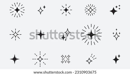 Stars line icons set. Vector four-pointed star for logo.Eps 10