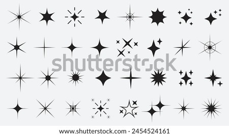 Set sparkle icon. Vector four-pointed star for logo, social media stories.Eps 10