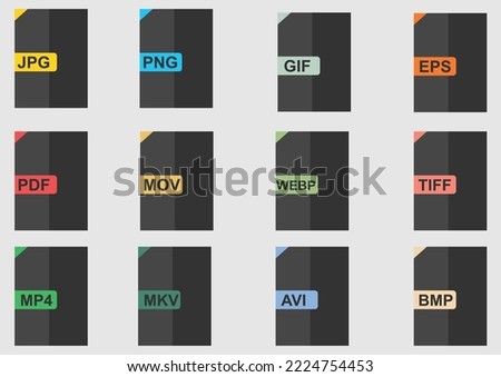 Common multimedia file extension vector graphic.