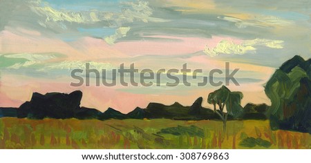 Oil painting. Summer landscape