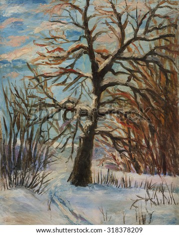 winter landscape. Oil painting