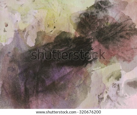 Watercolor purple black background. Abstract painting