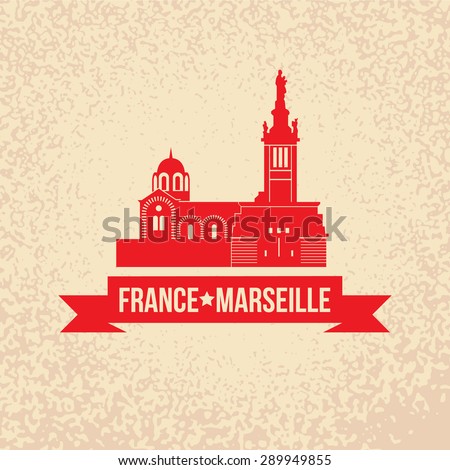 Vector silhouette of Notre-Dame de la Garde - the symbol of Marseille, France.
