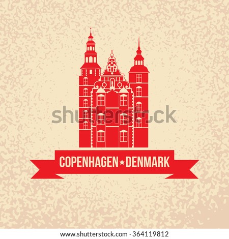 Rosenborg Castle. The symbol of Copenhagen, Denmark. Vector silhouette. Icon for travel agency. High detail