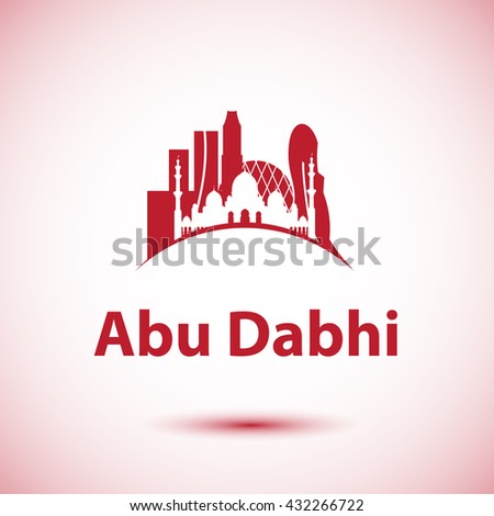 Abu Dhabi vector skyline. Greatest landmarks as symbol of UAE. Logo for travel identity.