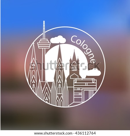 Koln vector linear logo. Trendy stylish landmarks. One line style. Great St. Martin Church, Cologne Cathedral the symbol of Cologne, Germany.