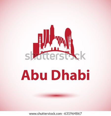 Abu Dhabi vector skyline. Greatest landmarks as symbol of UAE. Logo for travel identity.