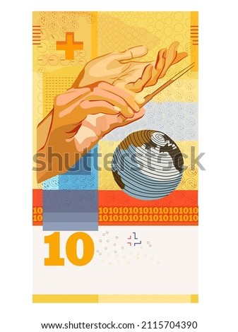 vector illustration of paper swiss 10 francs