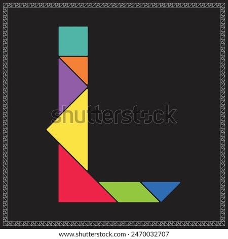 Tangram Puzzle Letter L Alphabet Colorful Geometric Illustration