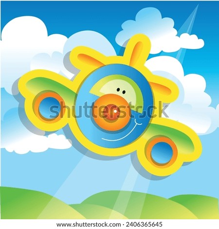 Avion infantil cielo nubes. Plane Airplane sky cloud illustration