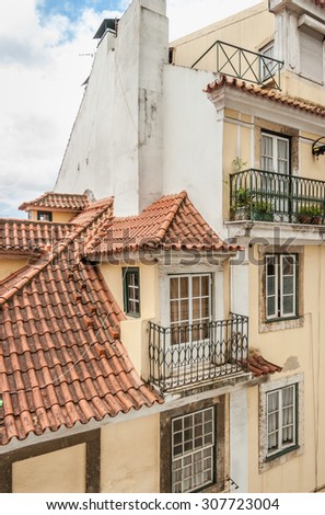 Portuguese old roofs and balconies