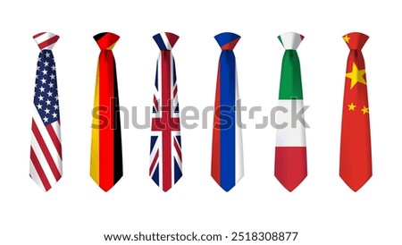 flag tie set isolated on white background