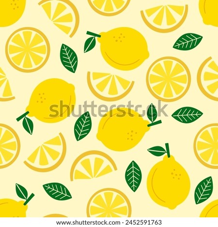 A seamless lemon pattern summer yellow background.