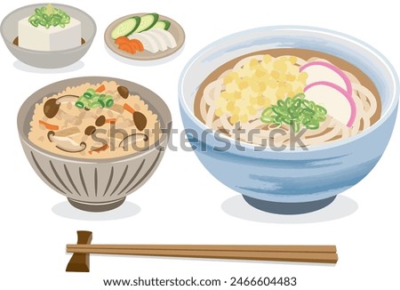 Japanese food_noodles
Udon set meal (cooked rice)