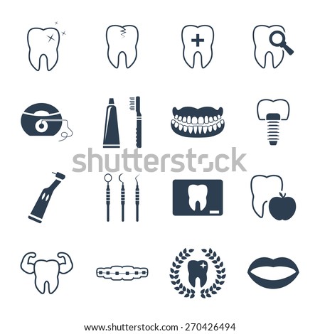 Dental and teeth health icon set